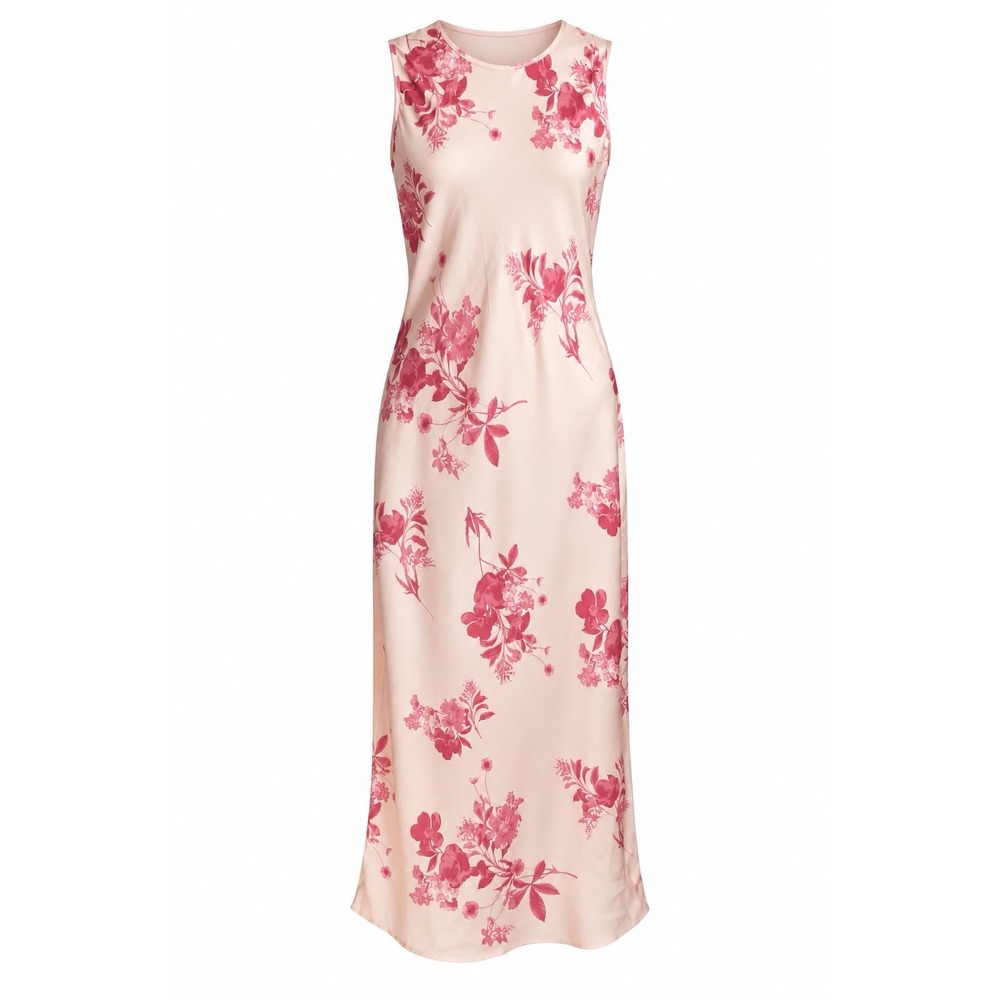 Quince Washable Silk Pink Floral Tank Midi Dress Sz Sz M Feminine